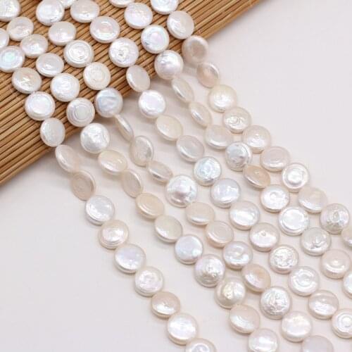 Natural Freshwater Pearl Beaded Irregular White Button Shape Beads for Jewelry Making DIY Necklace Bracelet Accessories 11-12mm