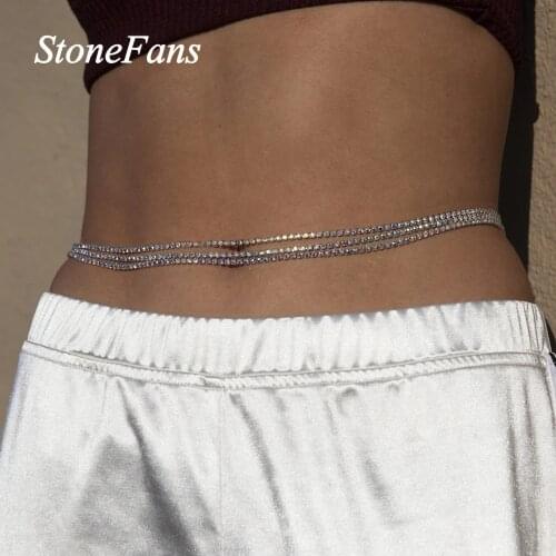 Stonefans Sexy Rhinestone Body Chain Multi Layer Waist Chain for Women Beach Bikini Charm Belly Waist Chain Body Jewelry Belt