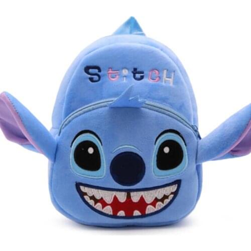 23cm Disney Stitch Cartoon Plush Backpack Unisex School Bag for Children Birthday Gift