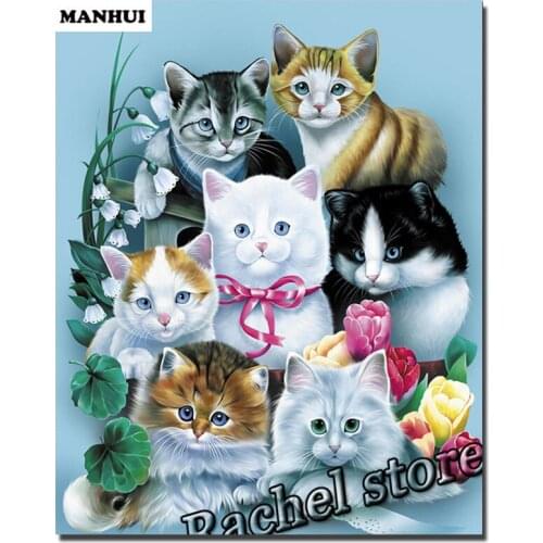 Diy Diamond Painting Cross Stitch Kits Diamond Mosaic Cats Full Square Diamond And Round Diamond Embroidery AD336
