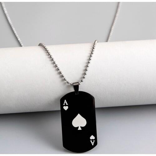 For Women Fortune Playing Cards Couple Valentines Day Lucky Poker Ace Spades Stainless Steel Mens Pendant Necklaces