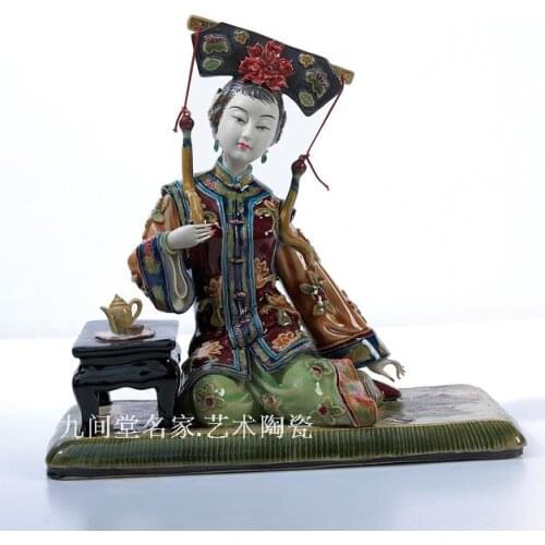 Icing on the cake Classic lady Shiwan doll ceramic gift model room Chinese living room antique frame decoration girl Beauty figu