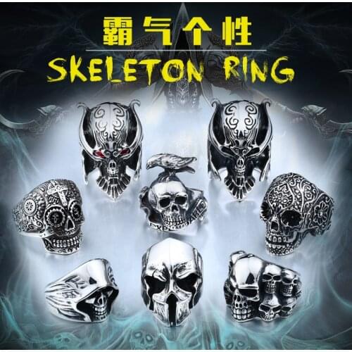 Beier new store 316L Stainless Steel high quality Drop Ship A variety of Skull Big Punk Biker Ring fashion jewelry LLBR8-414R