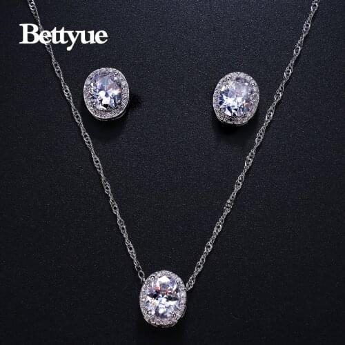 Bettyue Brand Charm Fashion Jewelry Sets AAA Zircon White Gold Color Oval Shape Jewelry Sets For Woman Shining Wedding Gift