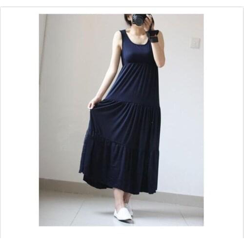 Beauty Women Comfortable Thin Dress Summer Loose Large Size Modal Dress Pregnant Woman Skirt Swing Lengthen Cake Skirt
