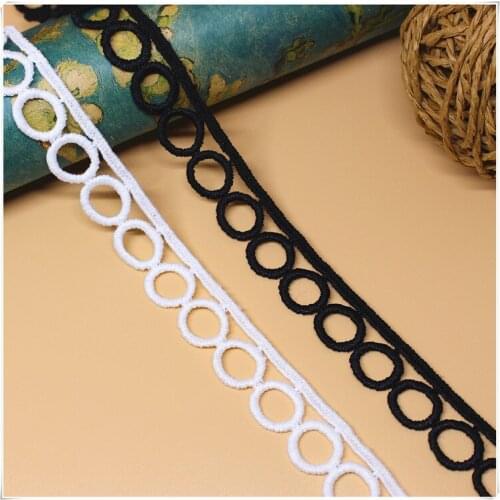 1Yard High Quality Laces Fabric Round Cotton Lace Trim Ribbon Sewing Wedding Bridal White Lace Fabric encajes dentelle noire T14