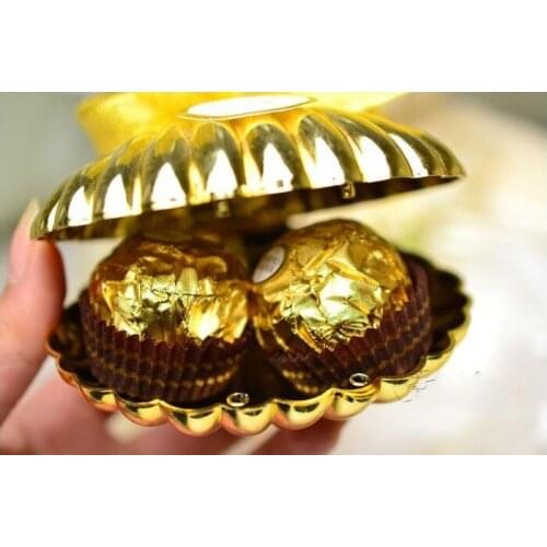 Sea Shell wedding party favor holder chocolate gift candy boxes with butterfly knot Wedding Party shower Favors gifts 4 color