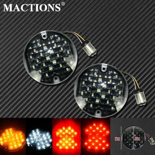 Motorcycle 3-1/4 Flat Somked 2" Bullet Style 1157 Turn Signal Light For Harley Touring Tri Electra Glide Road King Softail FLSTN