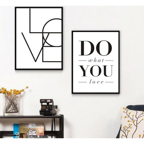 SURE LIFE Love Sign Do what You Love Words Minimalist Canvas Paintings Black White Printable Wall Art Poster Nursery Home Decor
