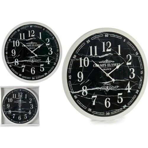 Wall Clock White Black (3,5 x 60 x 60 cm)