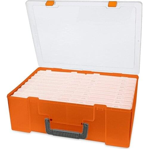 New Photo Storage Box 17.5X10.5X2.5 CM,Acid-Free Photo Box Storage Box 18 Internal Photo Storage Boxes,Photo Sticker Stamp
