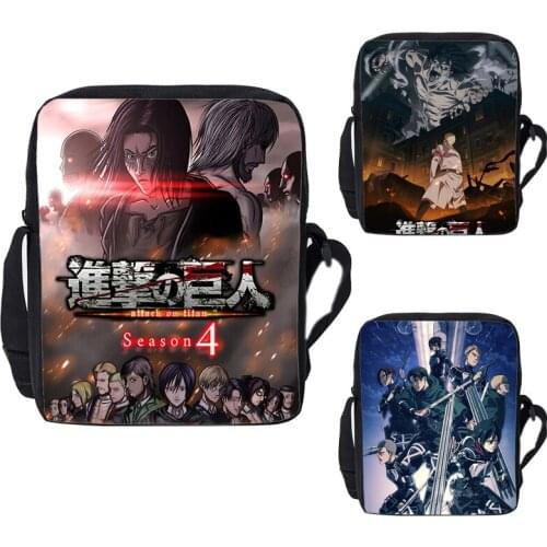 New 3D Print Attack on Titan Season 4 Bags Women Shoulder Bag Zipper Bag Fashion Crossbody CartoonBag Kawaii Girls Messenger Bag