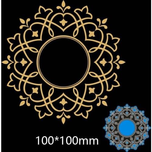 New Metal Cutting Dies Lace Hollow Circle Stencils For DIY Scrapbooking Paper Cards Craft Making Craft Decoration 100*100mm