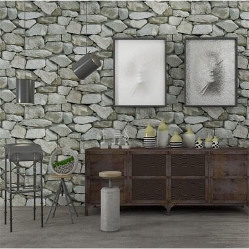 Beibehang Retro 3d Stereo Wallpaper Rock Wallpaper Imitation Stone Striped Restaurant Living Room Background 3D Wallpaper