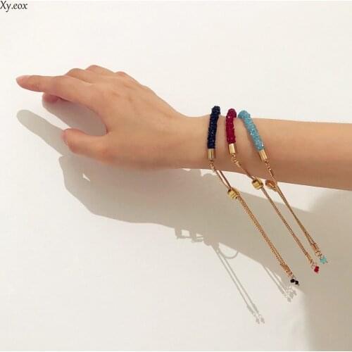 Original adjustable crystal jewelry Fashion geometric long tassel bracelet