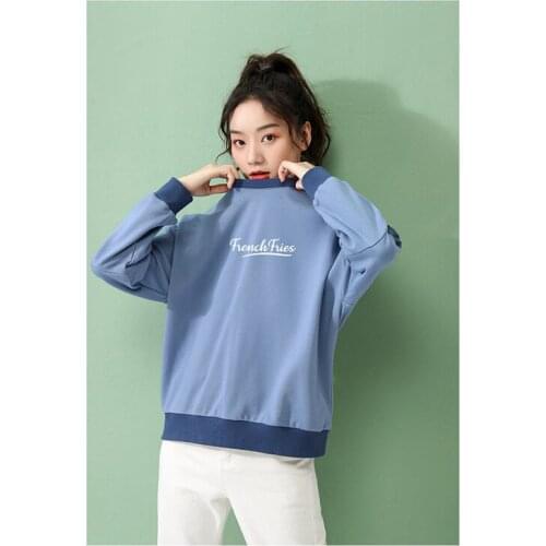 Fall 2020 Women Crewneck Cotton Print Sweatshirt Long Sleeve Loose Streetwear Korean Style Women Clothes
