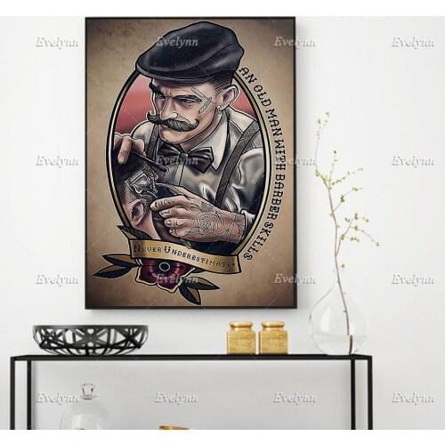 Never Underestimate An Old Man With Barber Skills Poster, Barber Poster, Home Decor Canvas Wall Art Prints Unique Gift