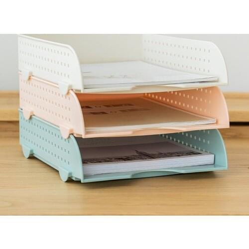 File Shelf Stackable Stable Lightweight A4 Paper File Organizer Plastic Rack Document Tray for Home Office Desktop File Tray