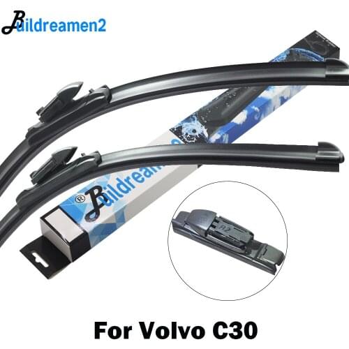 Buildreamen2 Car Wiper Blade Front Windscreen Wiper For Volvo C30 Fit Push Button Arms 2006 2007 2008 2009 2010 2011 2012 2013