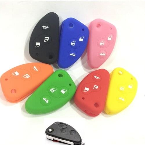 Silicone Rubber car key cover case for Alfa romeo 147 166 156 JTD TS GT flip folding key