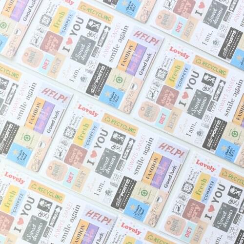 Domikee vintage school decorative stickers for planner notebook stationery,fine DIY stickers scrapbooking for children,6sheets