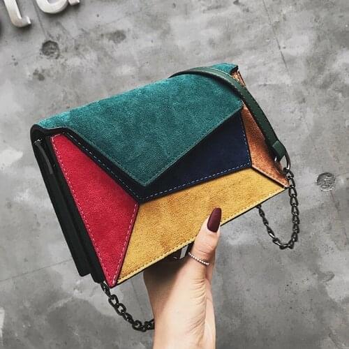 Splicing Crossbody Bag Women Matte Patchwork Shoulder Bag Small Square Bag Chain Flap Bag Luxury Lady Handbag Shopping Purse sac
