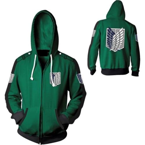 Anime Attack On Titan Shingeki no Kyojin hoodie Sweatshirts Men Zipper Hoodie Jacket Cosplay Costume