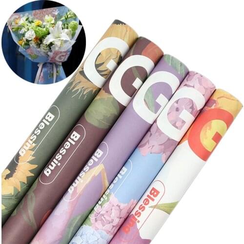 10 Sheets Creative Floral Graffiti Art Paper for Birthday Christmas Gift Packaging Cute Bouquets Wrapping Paper