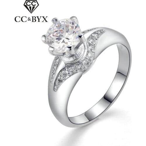 CC Jewelry Fashion Jewelry Rings For Women Luxury White Gold-Color Ring Romantic Party Bridal Wedding Engagement Bijoux CC1136