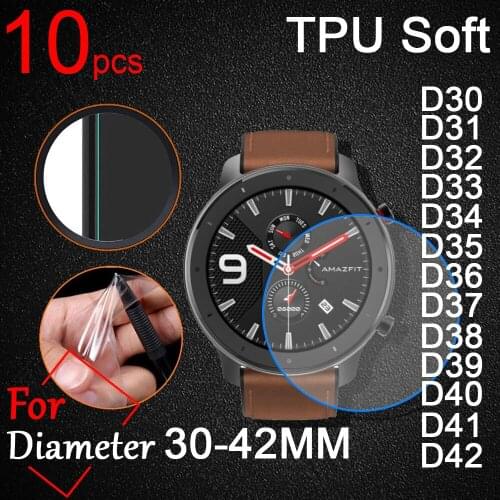 10pcs/lot Universal Round LCD Mirror Screen Protectors Film Smart Watch Diameter 30/31/32/34/35/36/37/38/3940/41/42MM GPS Film