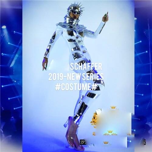 Womens Soldier Nightclub GOGO Womens Silver Space Technology Sense Costume Dance Team stage dance show wears