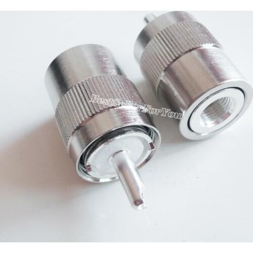1Pcs Connector UHF Male PL259 Plug Solder RG5 RG6 5D-FB LMR300 Cable Silver