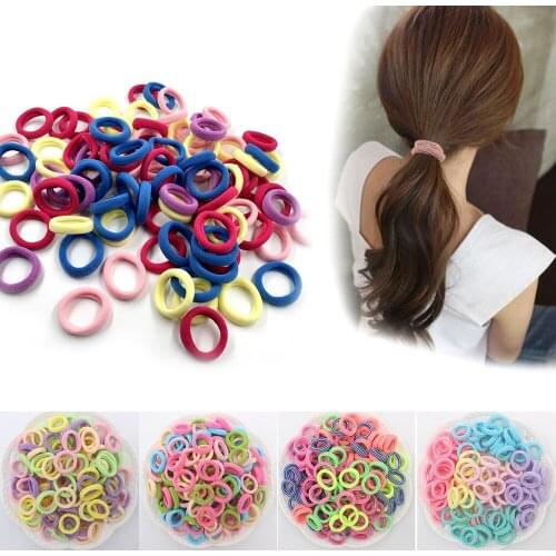 100 pcs/lot High Stretch No seam Towel Loop Hair Loop Elastic Candy Color Hair Band Reused Hair Ring Kids Girls Headwear