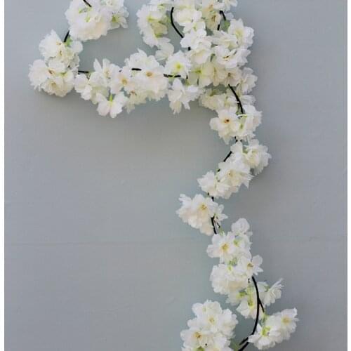 180cm Sakura Cherry Blossom Rattan Artificial Flowers Silk Flower Vine Wall Hanging Garland Home Wedding decoration