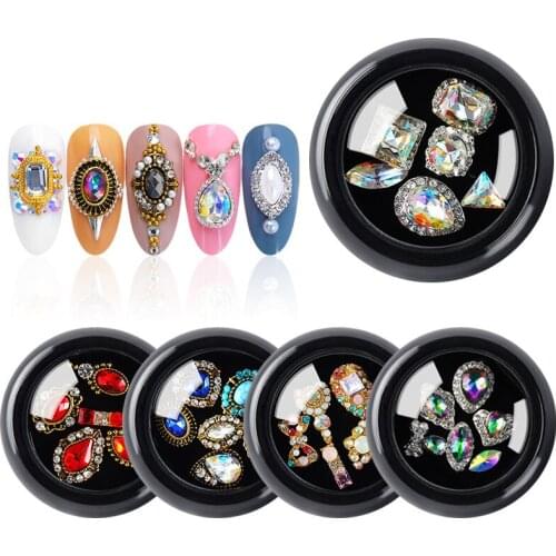 1 Box/24 Models Mixed Luxury Charm Crystal Alloy Nail Rhinestone Bow jewelry 3D Fashion Nail Decoration Manicure Tools