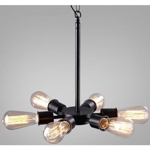 Loft American Vintage Black Iron Industrial Wind Pendant Light Study Restaurant Bar Cafe Living Room Lamps luminaria