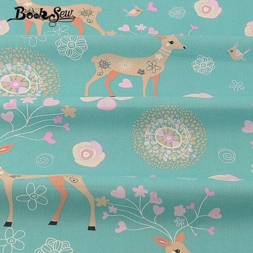 Booksew 100% Cotton Twill Fabric Deer Pattern Sewing Cloth Design Home Textile Baby Bedsheet Patchwork DIY Doll Craft Tissu CM