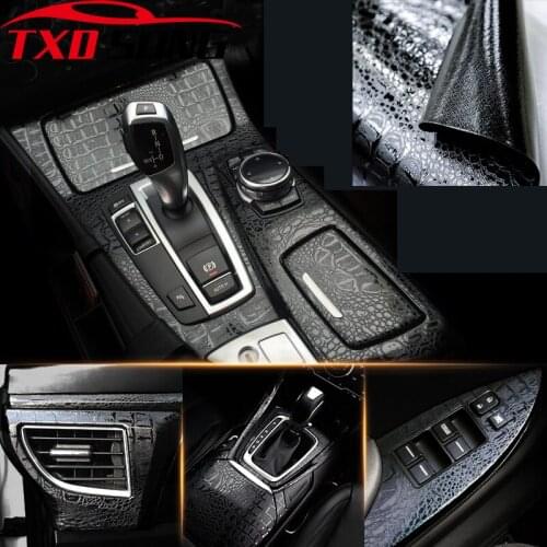 Black Crocodile Leather Grain Texture Vinyl Car Wrap Sticker Decal Film Adhesive Sticker Interior Car Styling Covering Wrapping