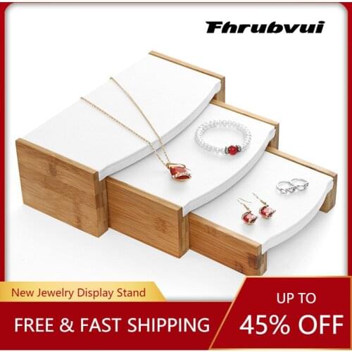 1 Pieces Wooden Bracelet Bangle Pendant Ring Display Stand with Microfiber Multifunctional Jewelry Holder Showcase