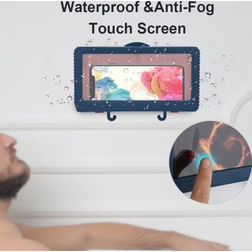 Shower Phone Holder Wall Mounted Phone Case Bathroom Anti-Fog Waterproof Phone Holder Kitchen With Phone Cover Adsensive Hook