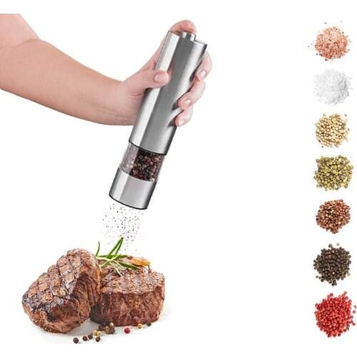 Electric Salt Pepper Grinding Unit Electronically Adjustable Vibrator Stainless Steel Grinder Automatic One-handed