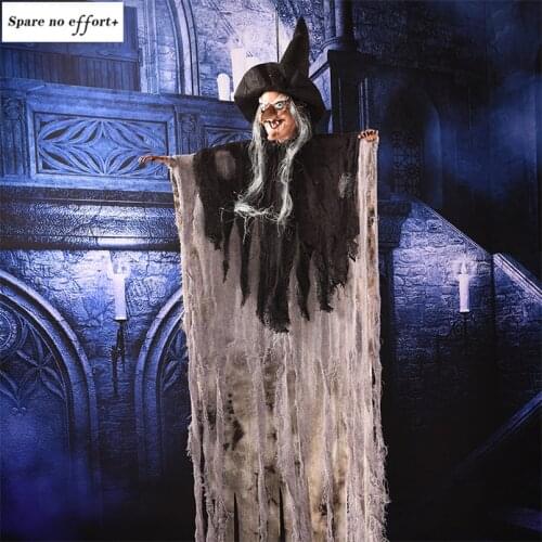 Electric Witch Doll Creepy Eyes Glowing Party Scary Decor Props Ghost Ornaments Halloween Decorations Horror Festival Supplies