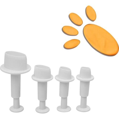 HILIFE 4pcs/set DIY Sugarcraft Cutter Cake Decorating Tools Chocolate Cookie Mould Baking Tool Oval Shape Plunger Fondant Mold