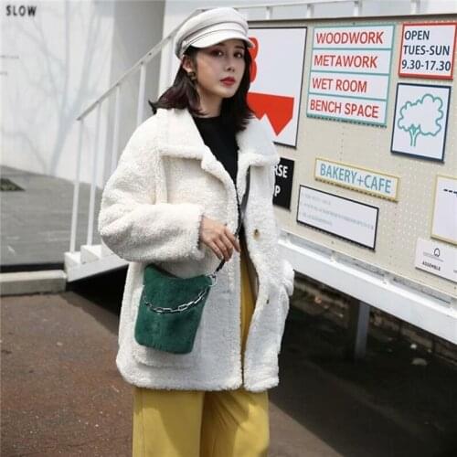 IANLAN Sweet Lady Real Mink Fur Bucket Bags / Handbag Women Genuine Cowhide Bottom Shoulder Bags IL00528