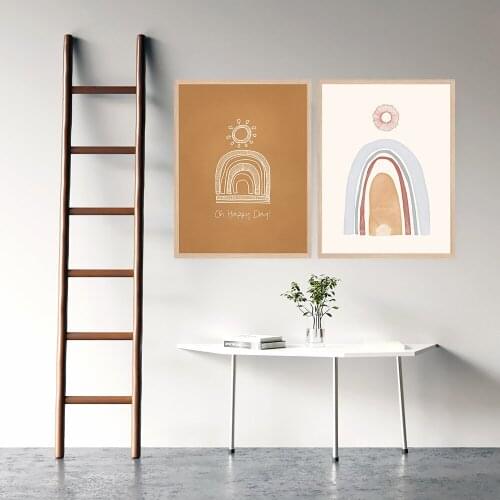Brown And light Kids Abstract Lines Minimalist Boho Artwork Room Art Prints Set Of 2 Print Painting No Frame Pictures