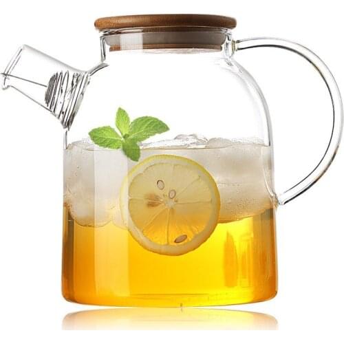 Creative Glass Teapot Cold Water Jug Tea Pot Transparent Kettle Juice Fruit Tea Container Practical Teaware About 1000ml/1600ml
