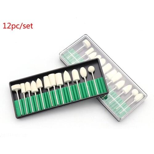 12PC Nail polisher wool polishing head Electric Machine Drill Bits File Nail Art Polishing Grinding Head Manicure Tools Set