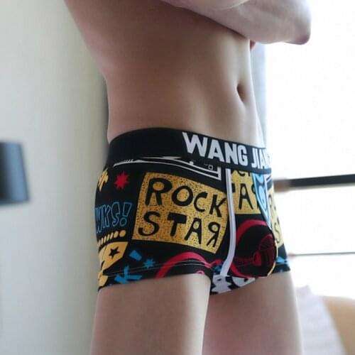 Sexy Gay Underwear Men Boxer Shorts Printed Breathable Low Rise Pouch Underpants Cueca Ropa Interior Hombre Panties