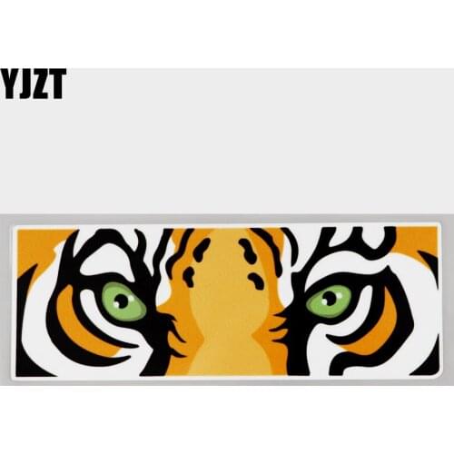YJZT 19.1CM×6.4CM Decal Cool Funny Tiger Eyes Staring At You PVC Car Sticker 11C-0072