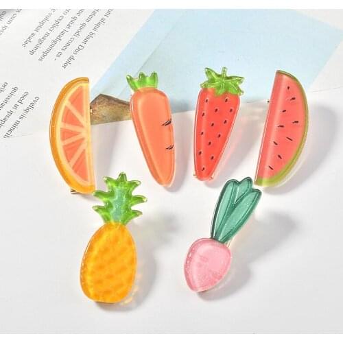 Newest 50cs/Lot Colorful Acrylic Fruit Strawberry carrot fruit vegetable diy earrings hairpin jewelry material accessories Craft